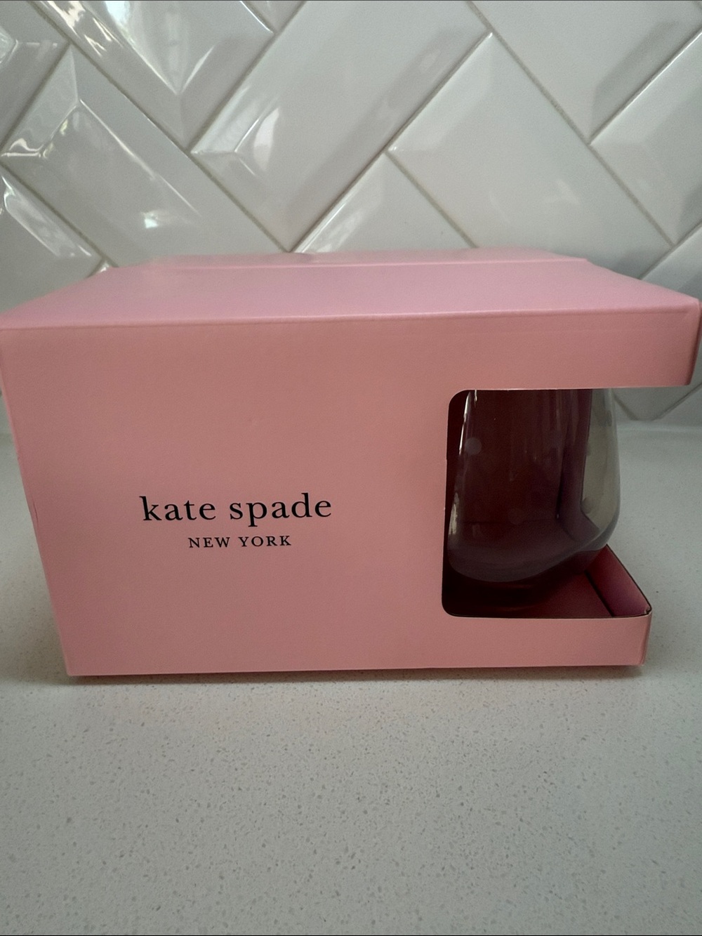 NIB Kate Spade Larabee Dot Stemless Wine Glasses Set of 4 Lenox